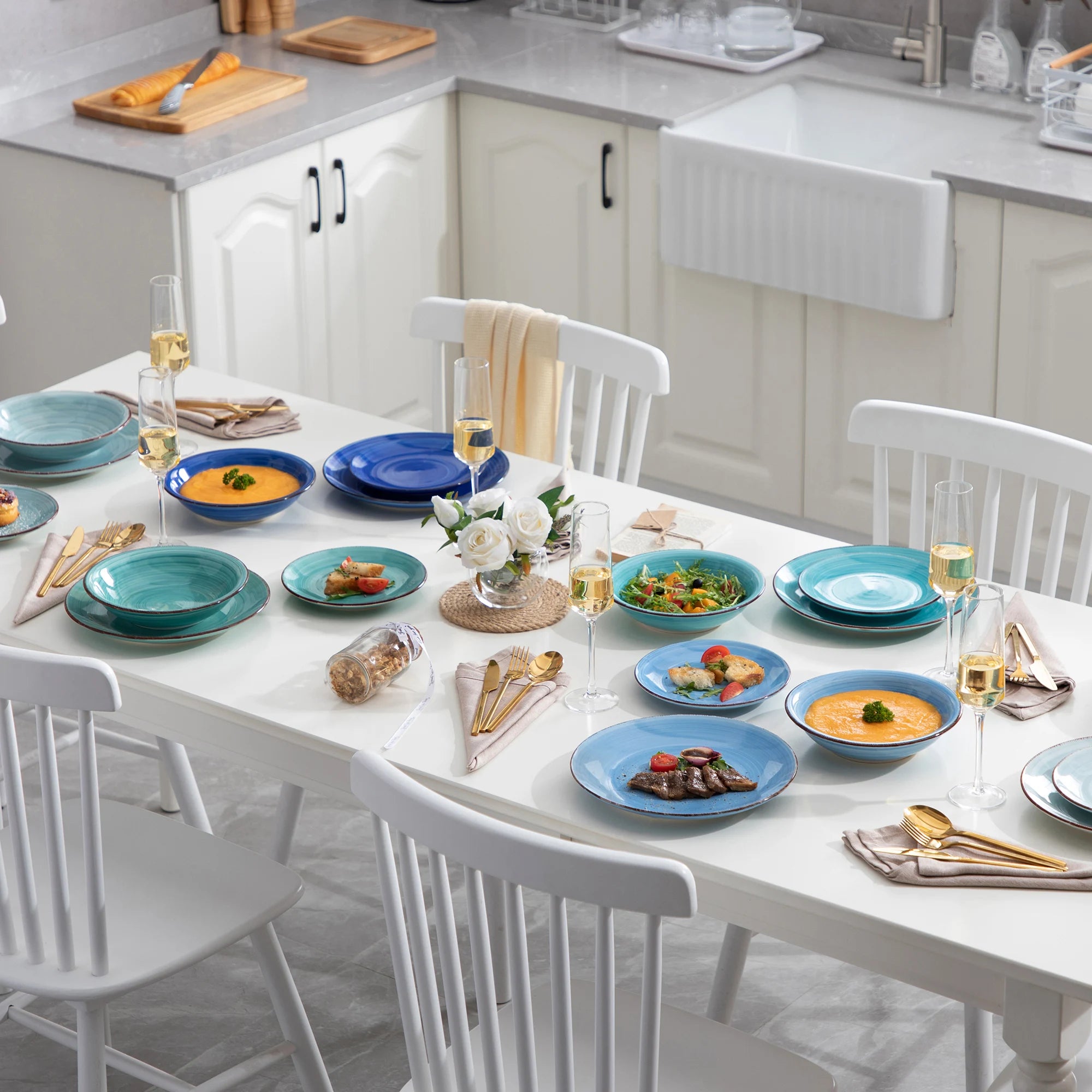 VANCASSO Bonita Blue Strudel Dinnerware Set - 18/38 Pieces
