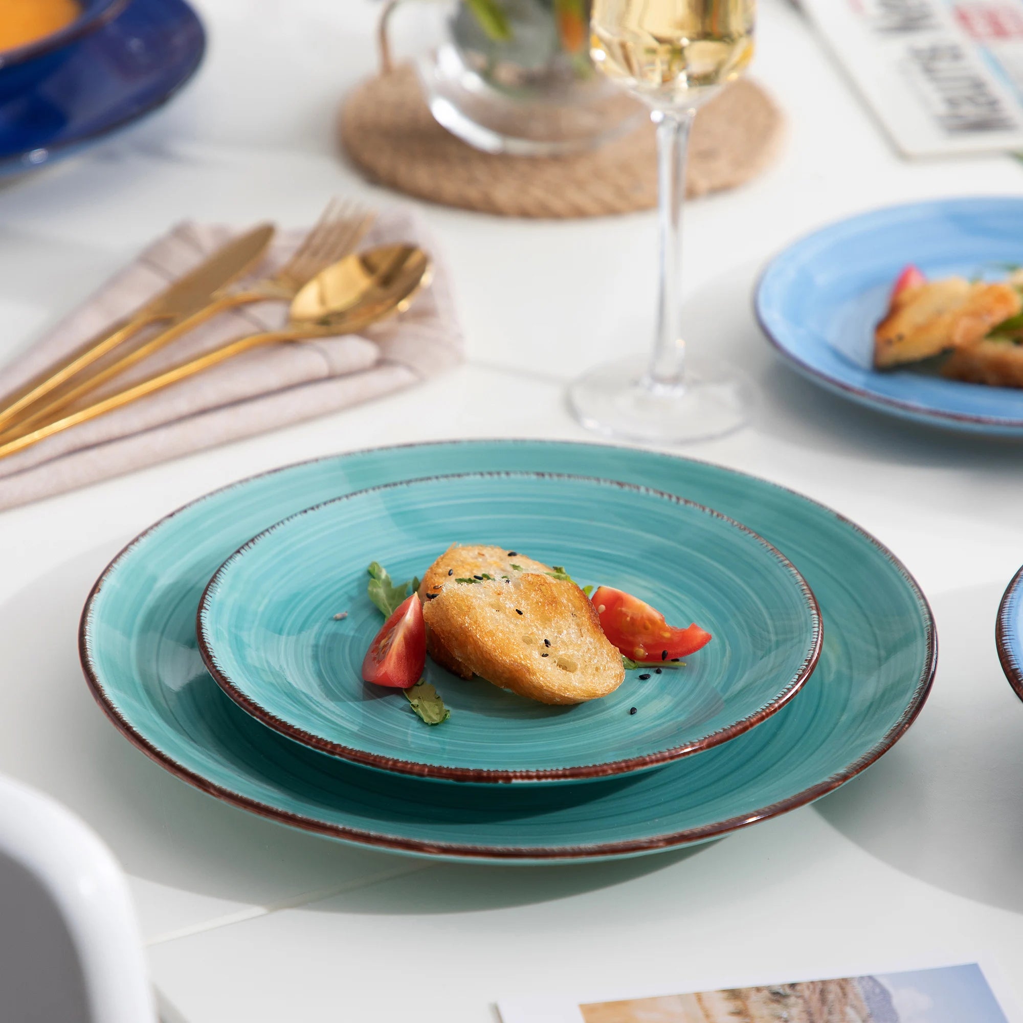 VANCASSO Bonita Blue Strudel Dinnerware Set - 18/38 Pieces