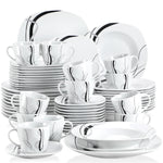 Load image into Gallery viewer, VEWEET Fiona Porcelain Dinnerware Set – 30/60 Pieces, Gray &amp; Black Lines
