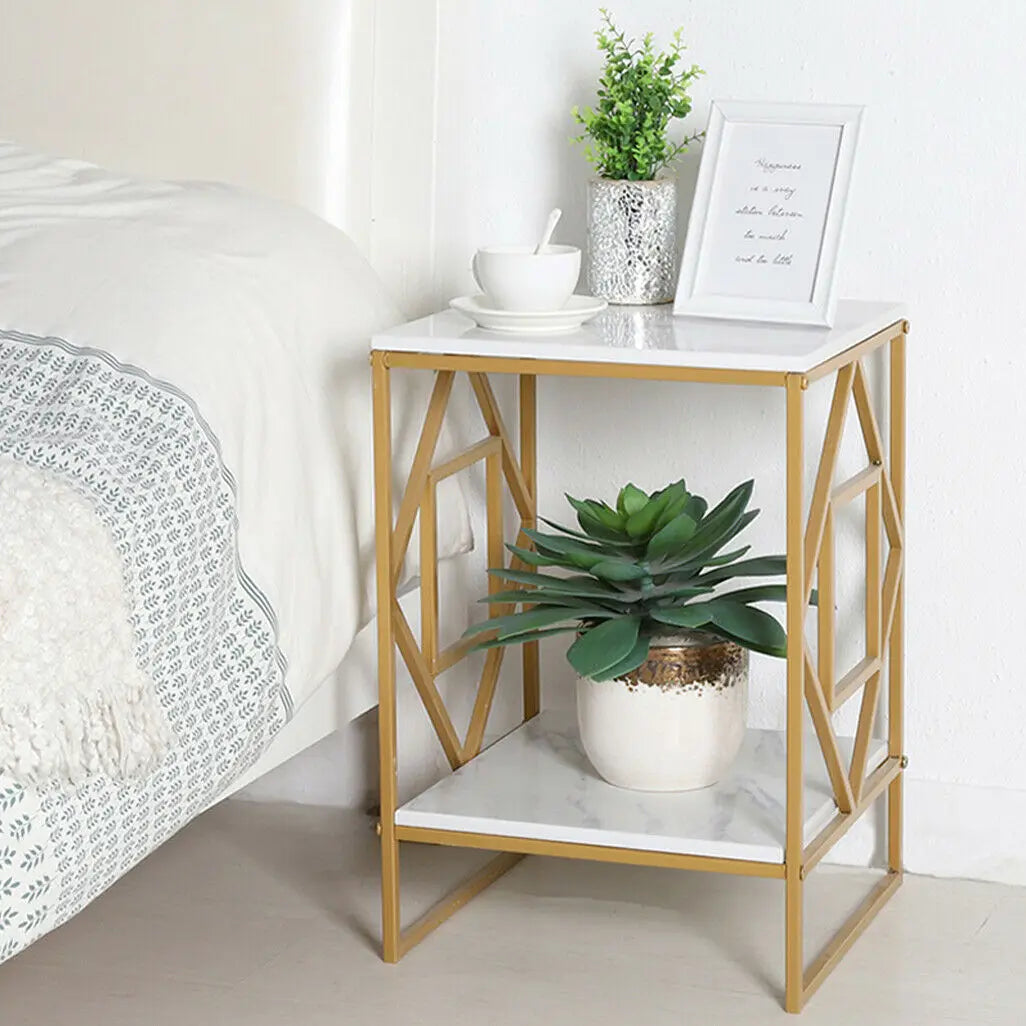 Calista Two-Tier Marble Side Table