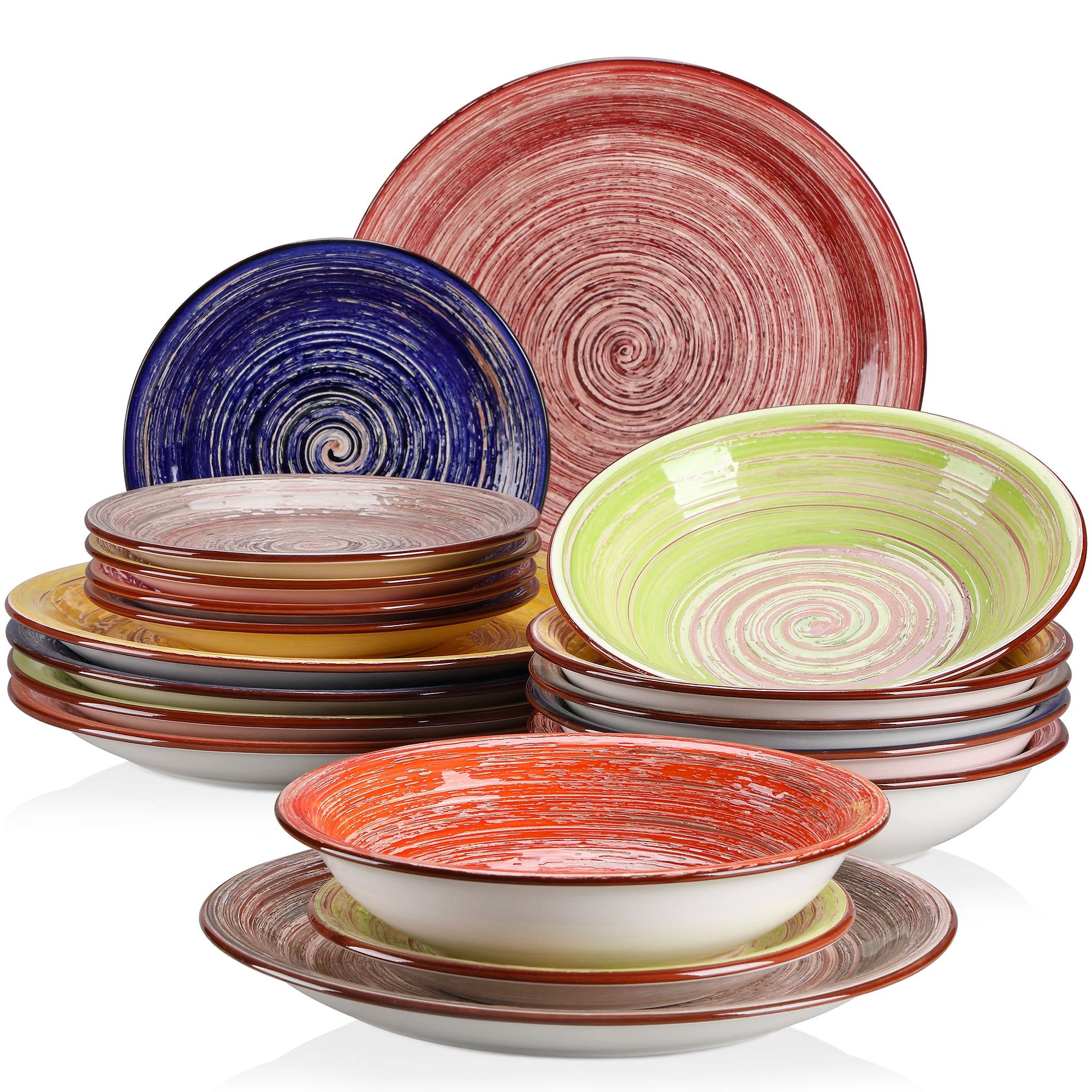VANCASSO Albero Multicolor Stoneware Dinnerware Set – 18/36 Pieces, Gloss Finish