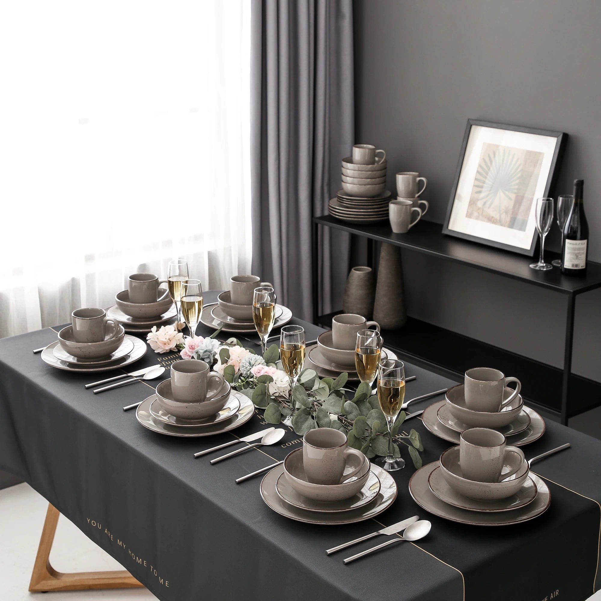 VANCASSO NAVIA Speckled Gray Stoneware Dinnerware Set