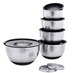 Load image into Gallery viewer, VELAZE Stainless Steel Mixing Bowl Set with Graters and Lids - Non-Slip, Stackable, Versatile Kitchen Bowls
