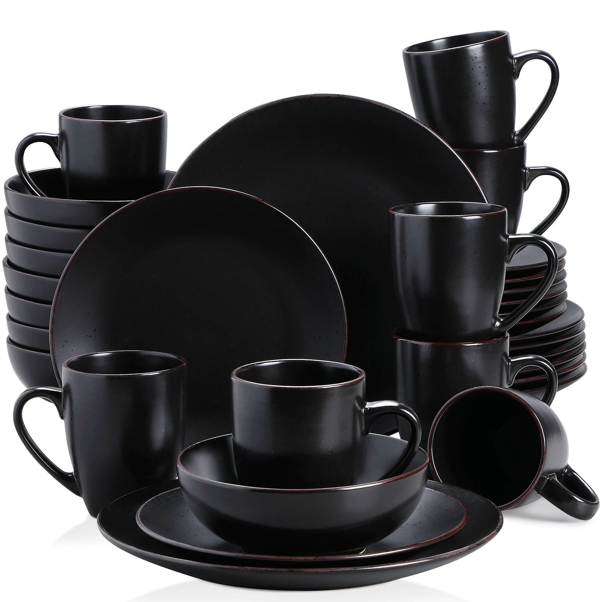 VANCASSO MODA Black Dinnerware – 16/32/48 Pieces