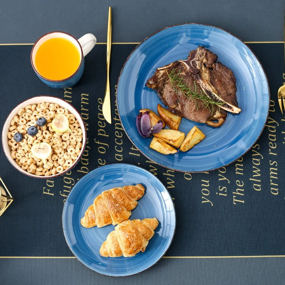 VANCASSO Bella Stoneware Dinnerware Set – 16/32/48 Pieces, Blue