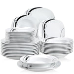 Load image into Gallery viewer, VEWEET Fiona Porcelain Dinnerware Set – 18/36 Pieces, Gray &amp; Black Lines
