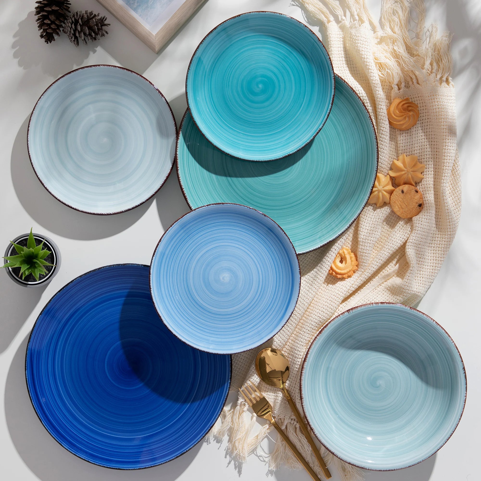 VANCASSO Bonita Blue Strudel Dinnerware Set - 18/38 Pieces