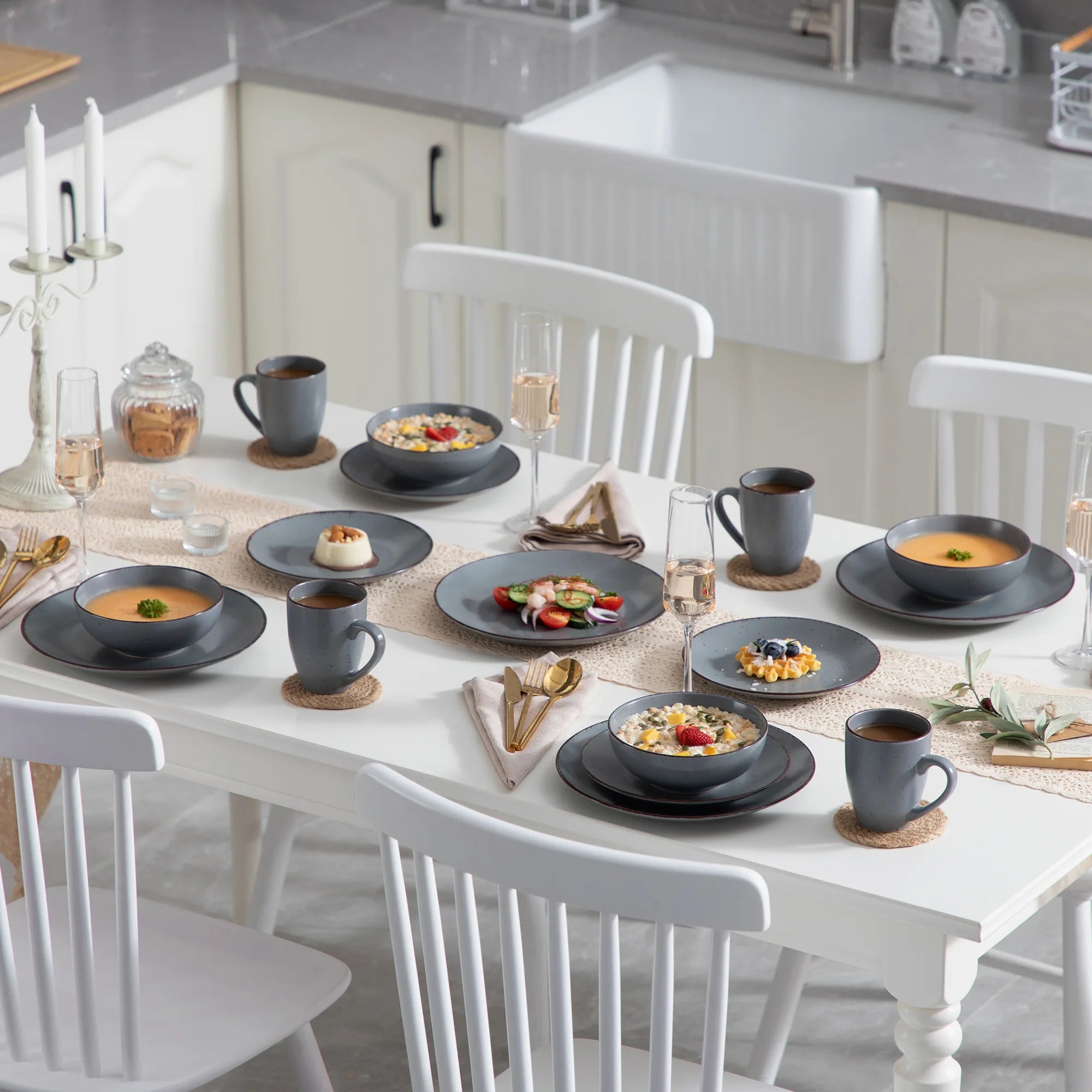 VANCASSO MODA Gray Dinnerware - 16/32/48 Pieces
