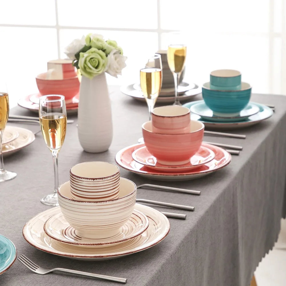 VANCASSO Bella Multicolor Stoneware Dinnerware Set – 16/32/48 Pieces