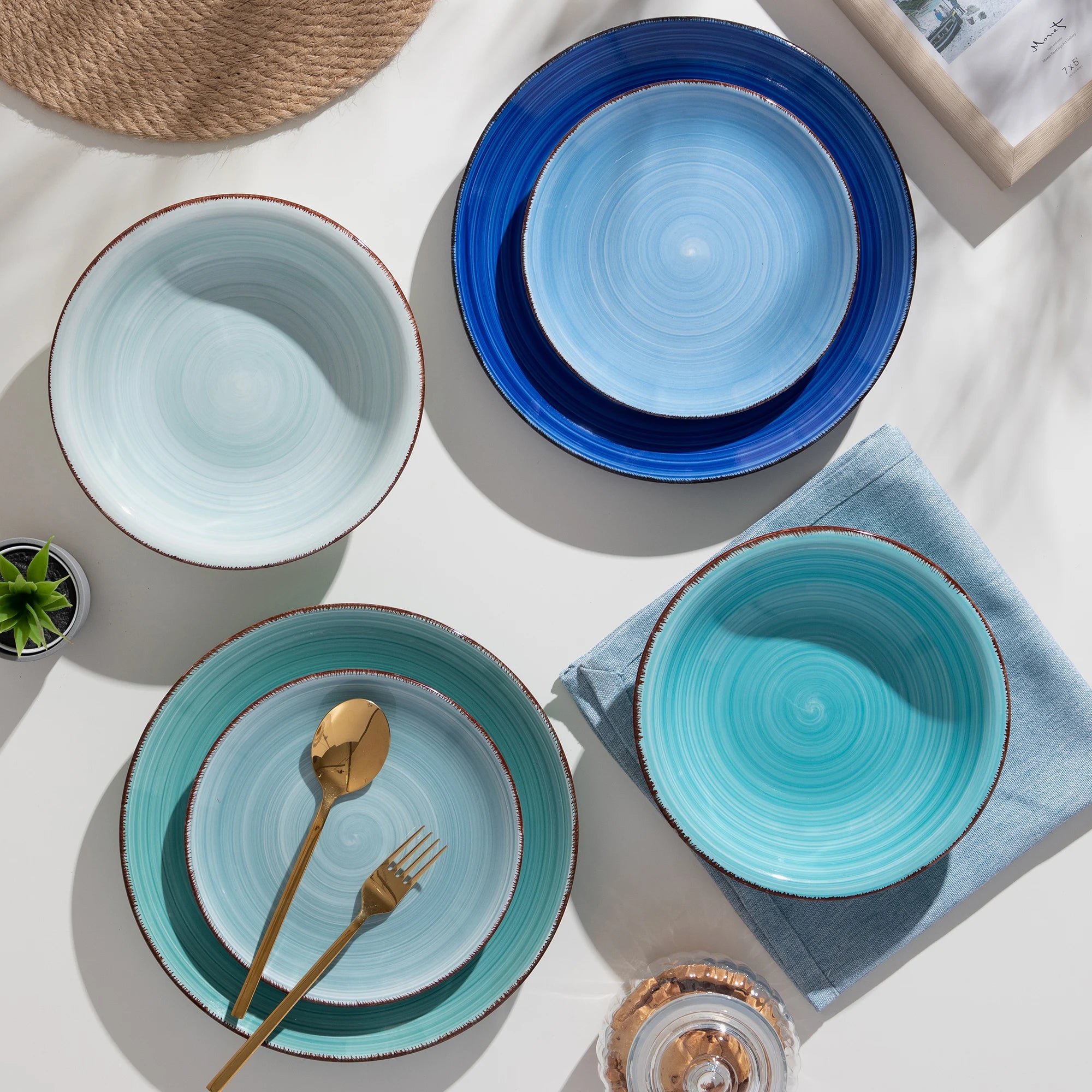 VANCASSO Bonita Blue Strudel Dinnerware Set - 18/38 Pieces