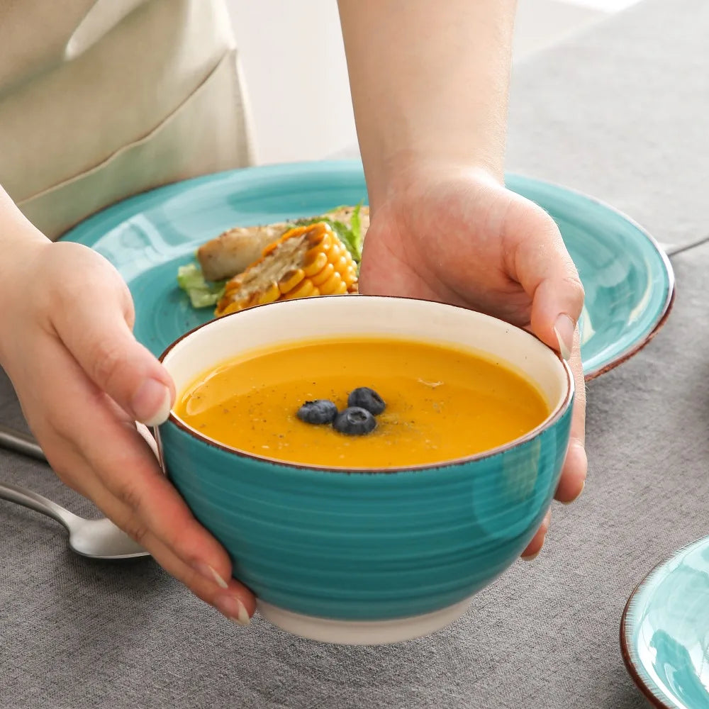 VANCASSO Bella Stoneware Dinnerware Set – 16/32/48 Pieces, Turquoise