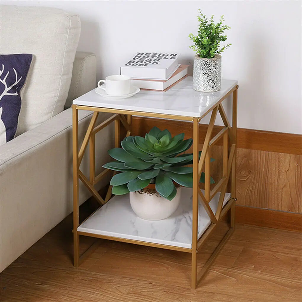 Calista Two-Tier Marble Side Table
