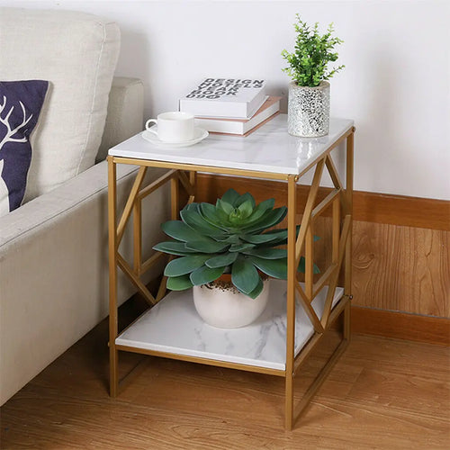 Calista Two-Tier Marble Side Table