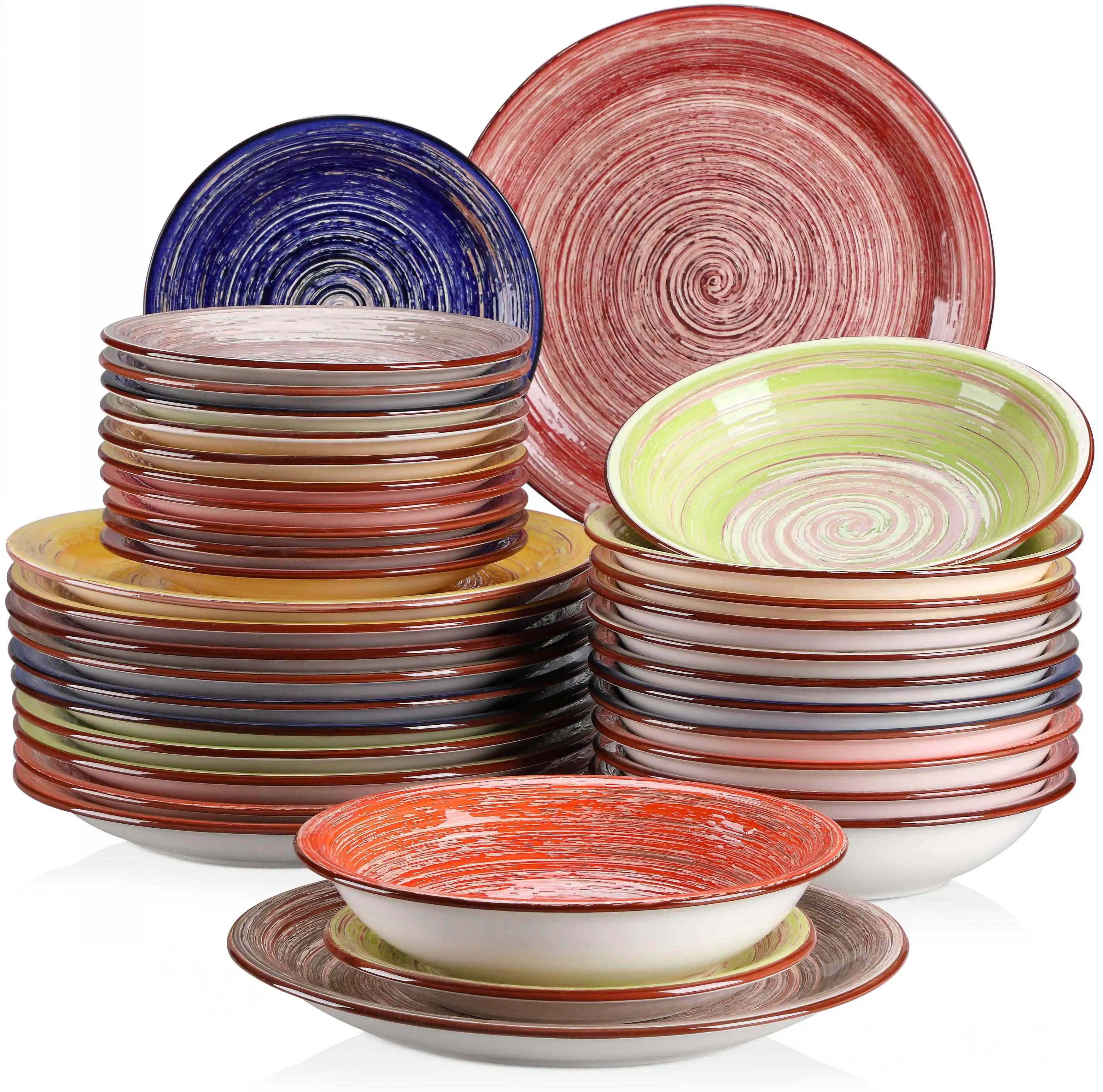 VANCASSO Albero Multicolor Stoneware Dinnerware Set – 18/36 Pieces, Gloss Finish