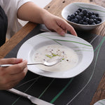 Load image into Gallery viewer, VEWEET Aviva Green Stripe Square Porcelain Dinnerware Set – 24/48 Pieces
