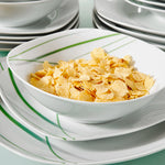 Load image into Gallery viewer, VEWEET Aviva Green Stripe Square Porcelain Dinnerware Set – 24/48 Pieces

