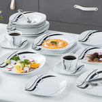 Load image into Gallery viewer, VEWEET Fiona Porcelain Dinnerware Set – 30/60 Pieces, Gray &amp; Black Lines
