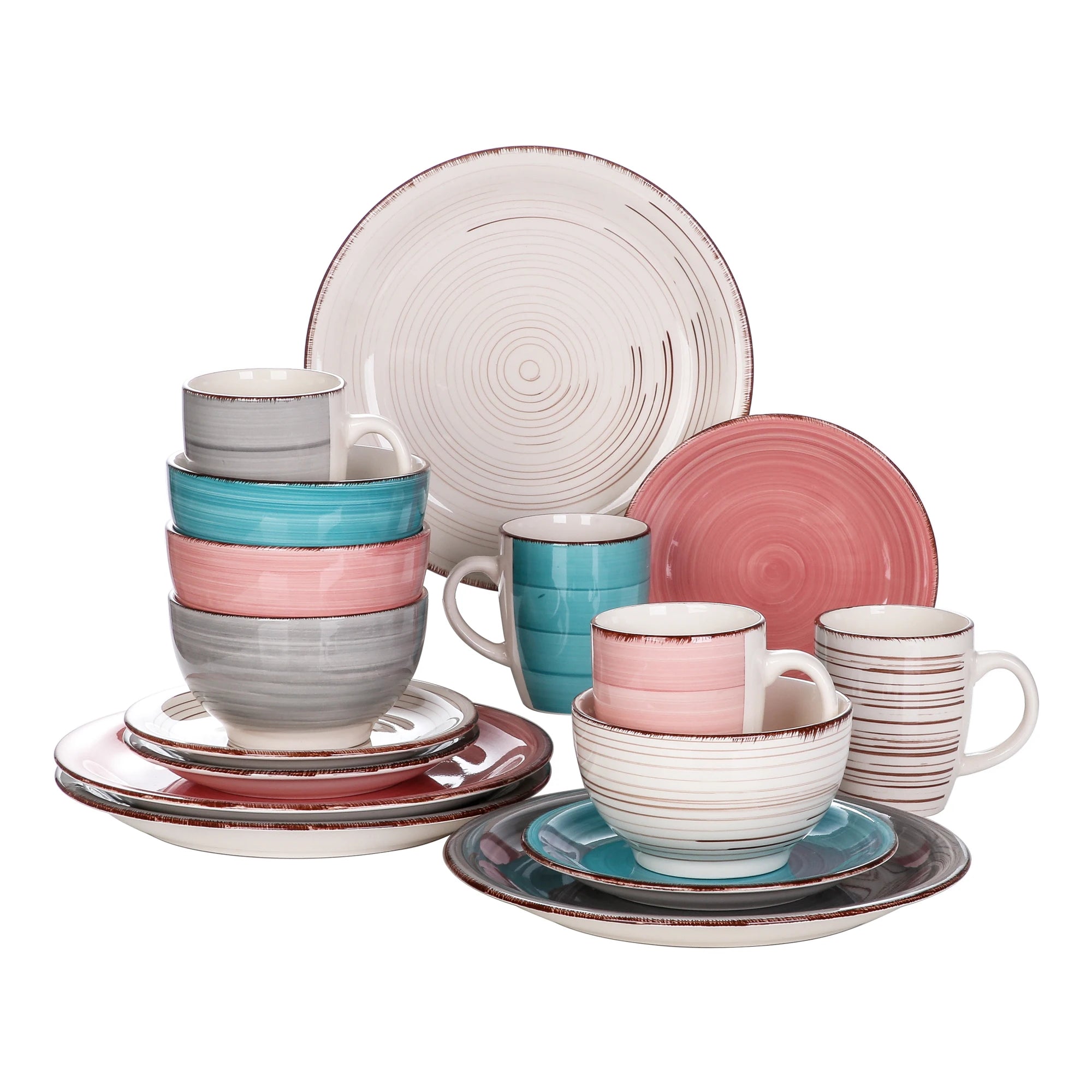 VANCASSO Bella Multicolor Stoneware Dinnerware Set – 16/32/48 Pieces