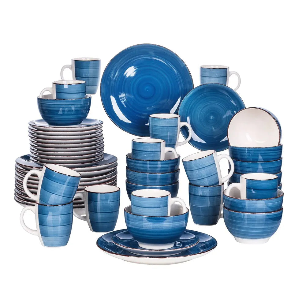 VANCASSO Bella Stoneware Dinnerware Set – 16/32/48 Pieces, Blue