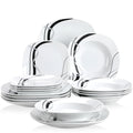 VEWEET Fiona Porcelain Dinnerware Set – 18/36 Pieces, Gray & Black Lines