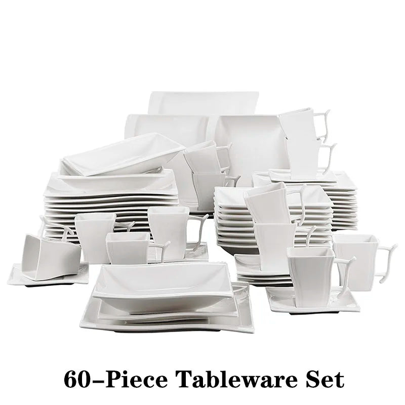 MALACASA Flora White Porcelain Dinnerware Set – 30/60 Pieces