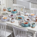 Load image into Gallery viewer, VANCASSO VINE Embossed Stoneware Dinnerware Set – 16/32/48 Pieces, Beige &amp; Blue-Green

