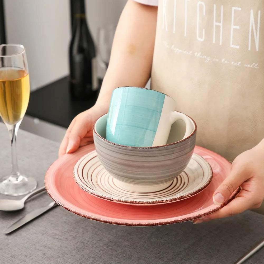 VANCASSO Bella Multicolor Stoneware Dinnerware Set – 16/32/48 Pieces