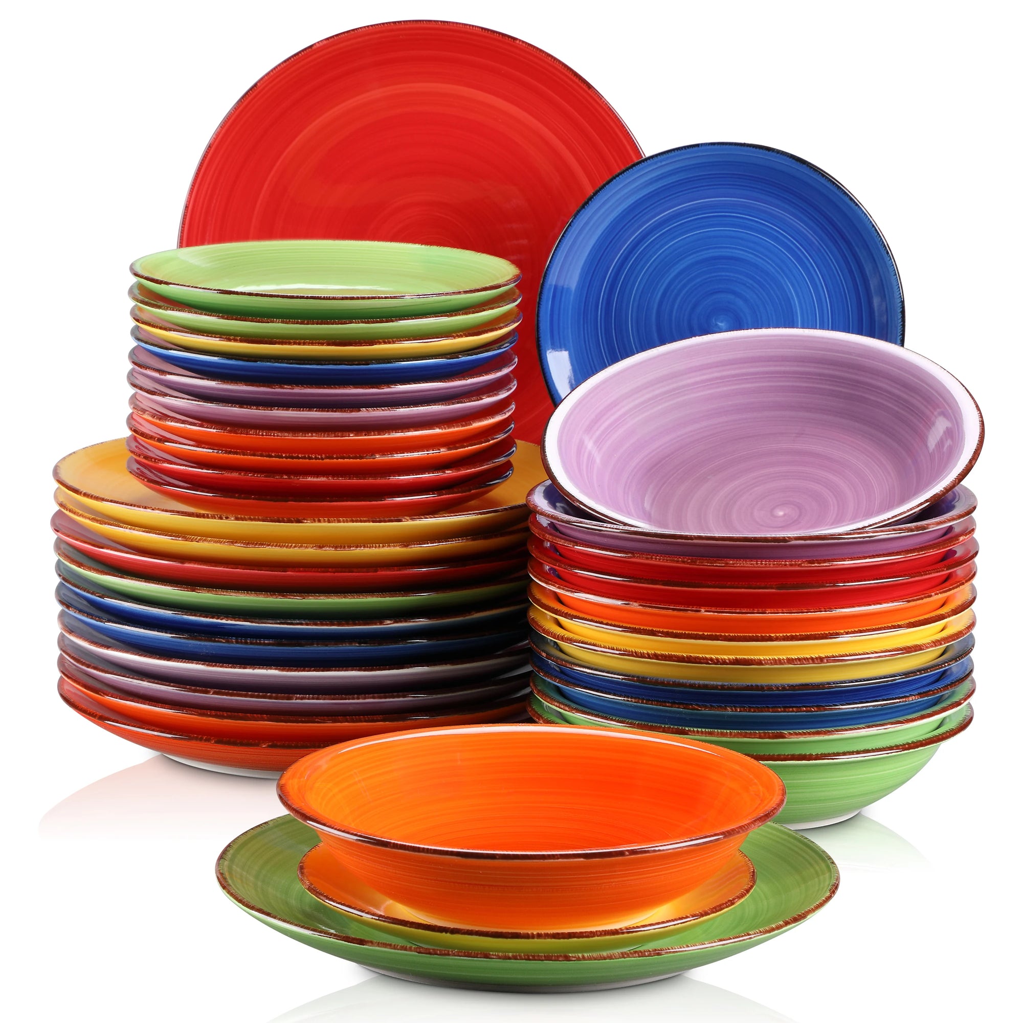 VANCASSO Bonita 18-Piece Stoneware Dinnerware Set – Multicolor Spiral Design