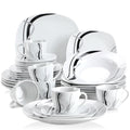 VEWEET Fiona Porcelain Dinnerware Set – 30/60 Pieces, Gray & Black Lines