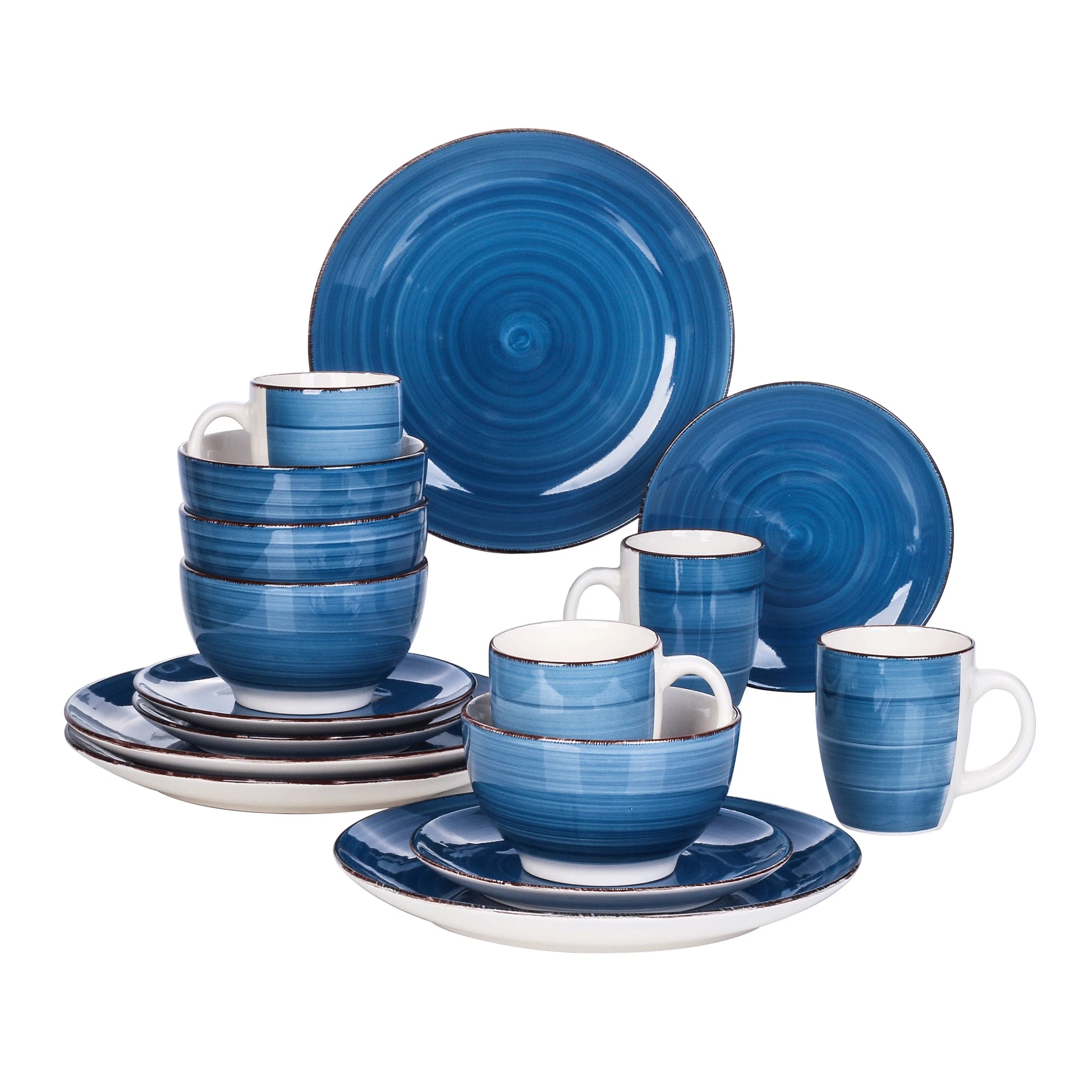 VANCASSO Bella Stoneware Dinnerware Set – 16/32/48 Pieces, Blue