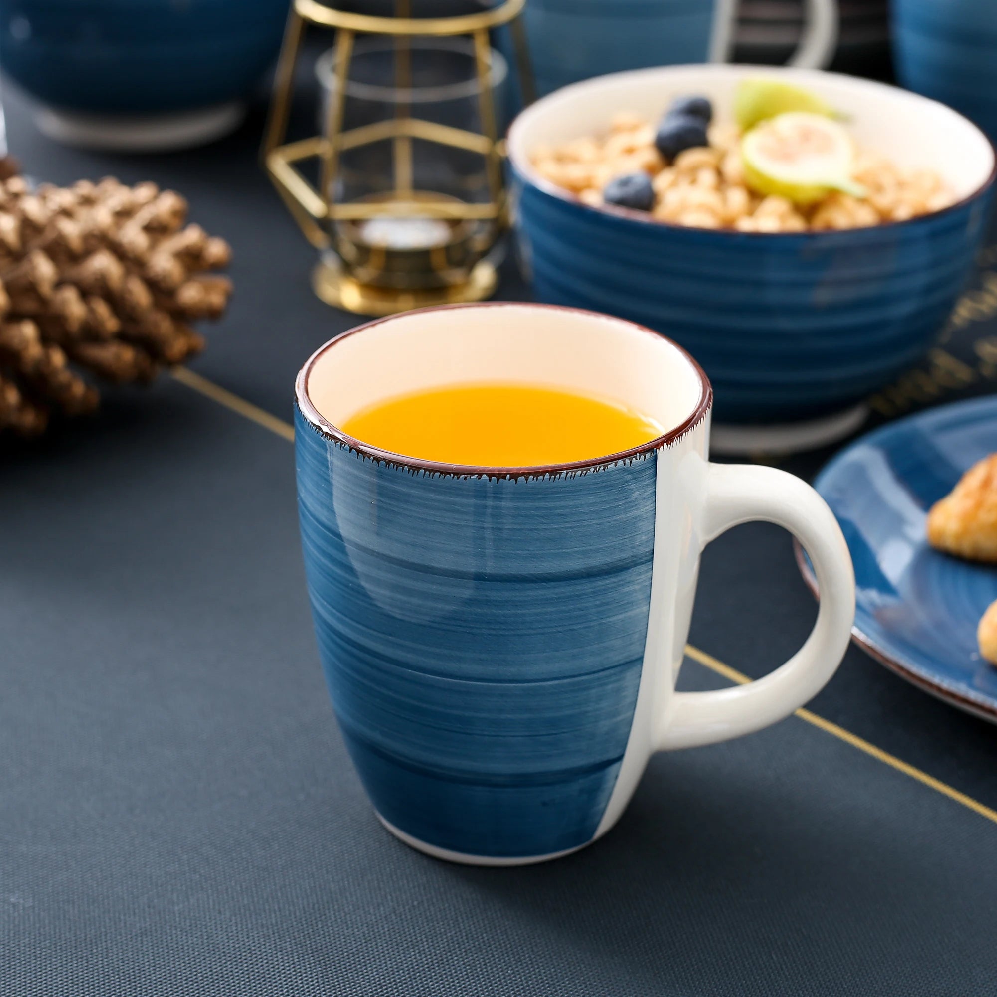 VANCASSO Bella Stoneware Dinnerware Set – 16/32/48 Pieces, Blue