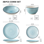 Load image into Gallery viewer, VANCASSO Bonbon Blue Stoneware Dinnerware Set – 24/48 Pieces
