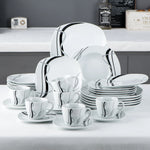 Load image into Gallery viewer, VEWEET Fiona Porcelain Dinnerware Set – 30/60 Pieces, Gray &amp; Black Lines
