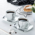 Load image into Gallery viewer, VEWEET Fiona Porcelain Dinnerware Set – 30/60 Pieces, Gray &amp; Black Lines
