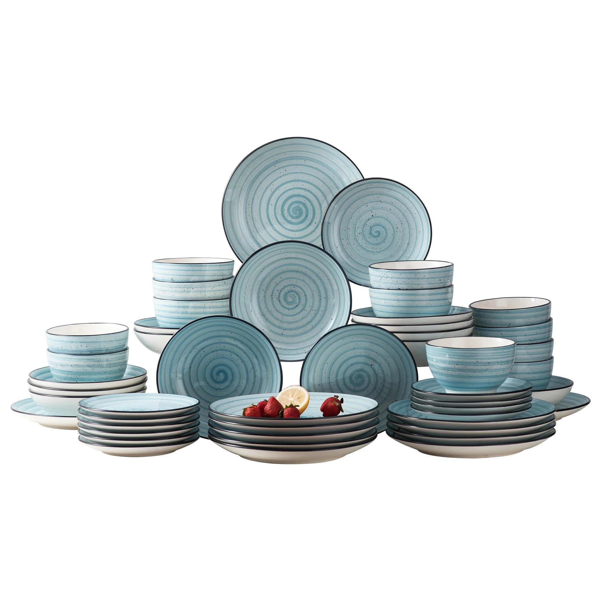 VANCASSO Bonbon Blue Stoneware Dinnerware Set – 24/48 Pieces