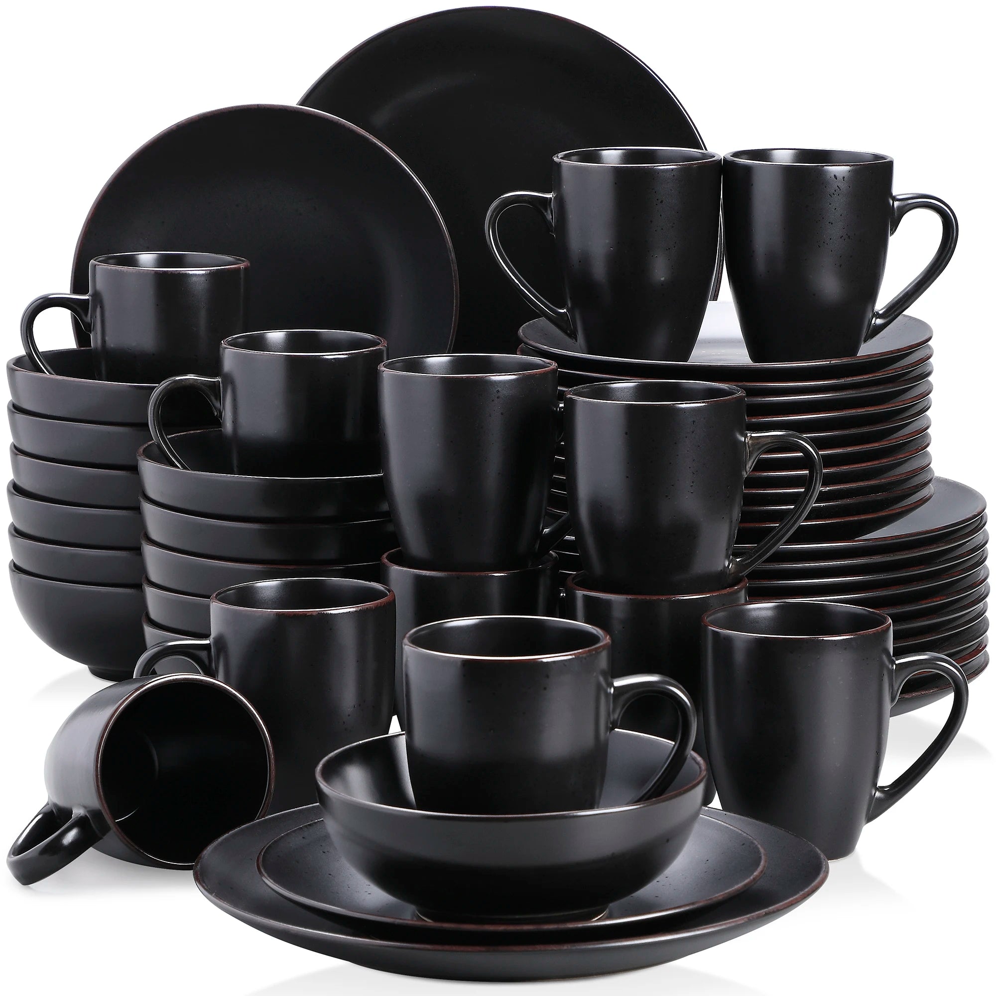 VANCASSO MODA Black Dinnerware – 16/32/48 Pieces