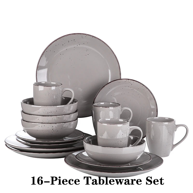 VANCASSO NAVIA Speckled Gray Stoneware Dinnerware Set
