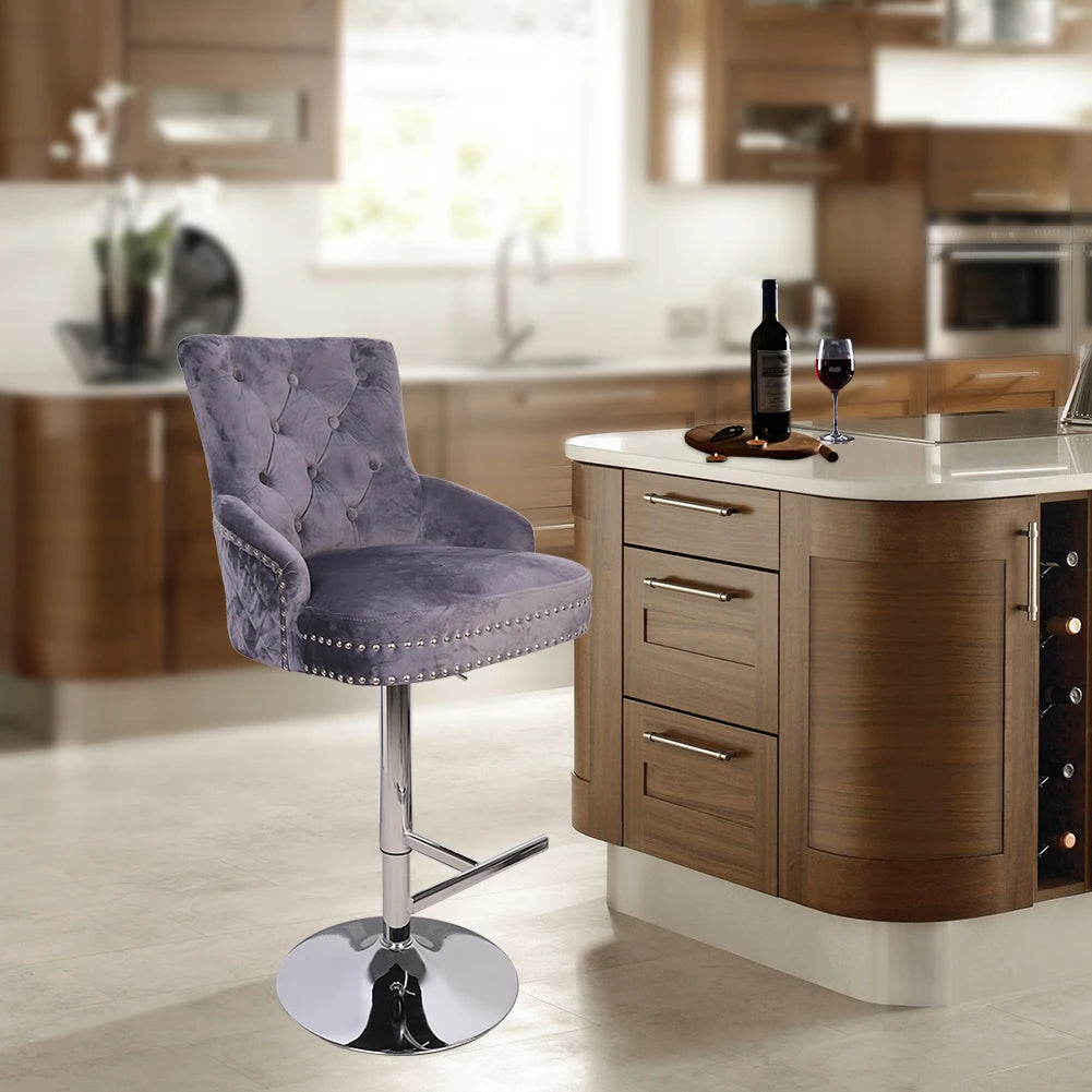 Taviston Tufted Velvet Bar Chair