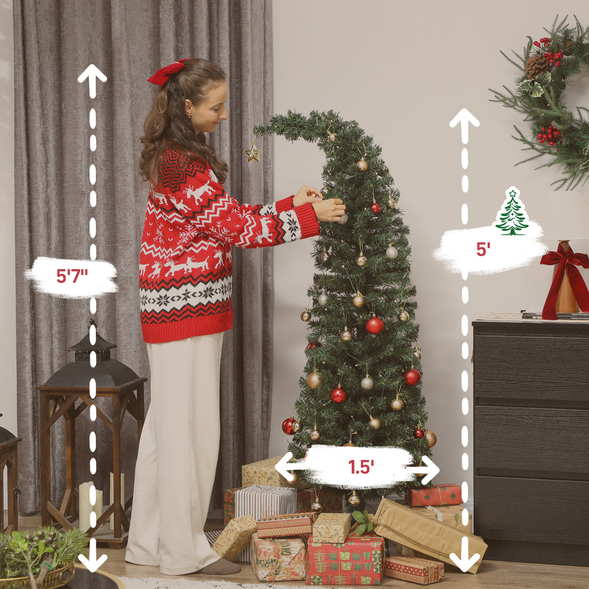 Whimsyglow Pre-Lit Christmas Tree, 5-Foot