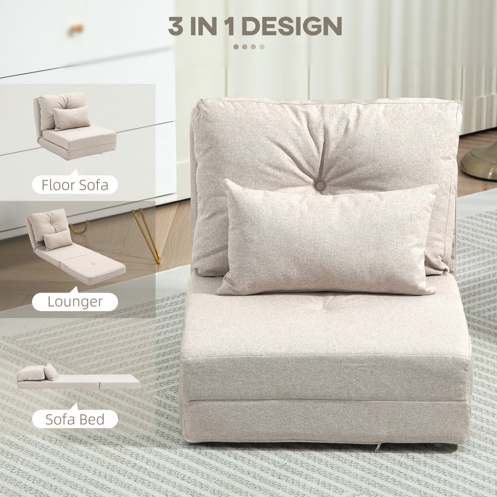 Foldcrest Convertible Floor Sofa Bed - Beige