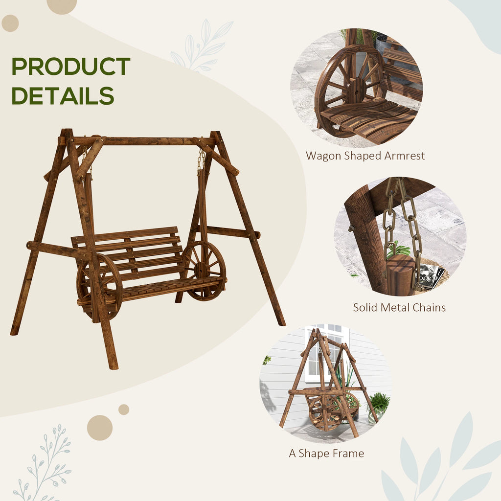 Wheelfern Fir Wood Two-Seat Patio Swing