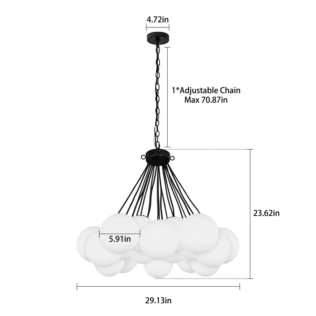 Cloudbell Glass Cluster Chandelier – Black