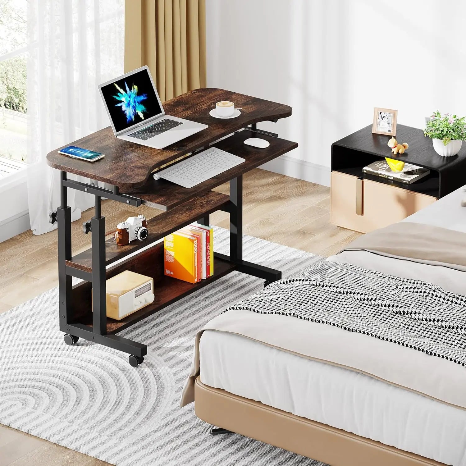 Elmont Adjustable Rolling Side Desk