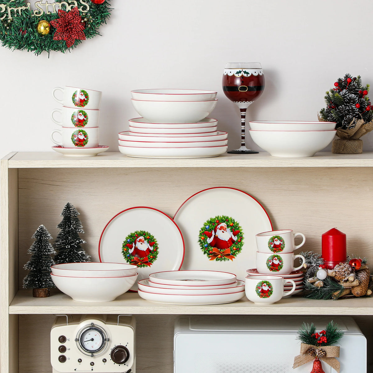 MALACASA Holiday Garland Porcelain Dinnerware