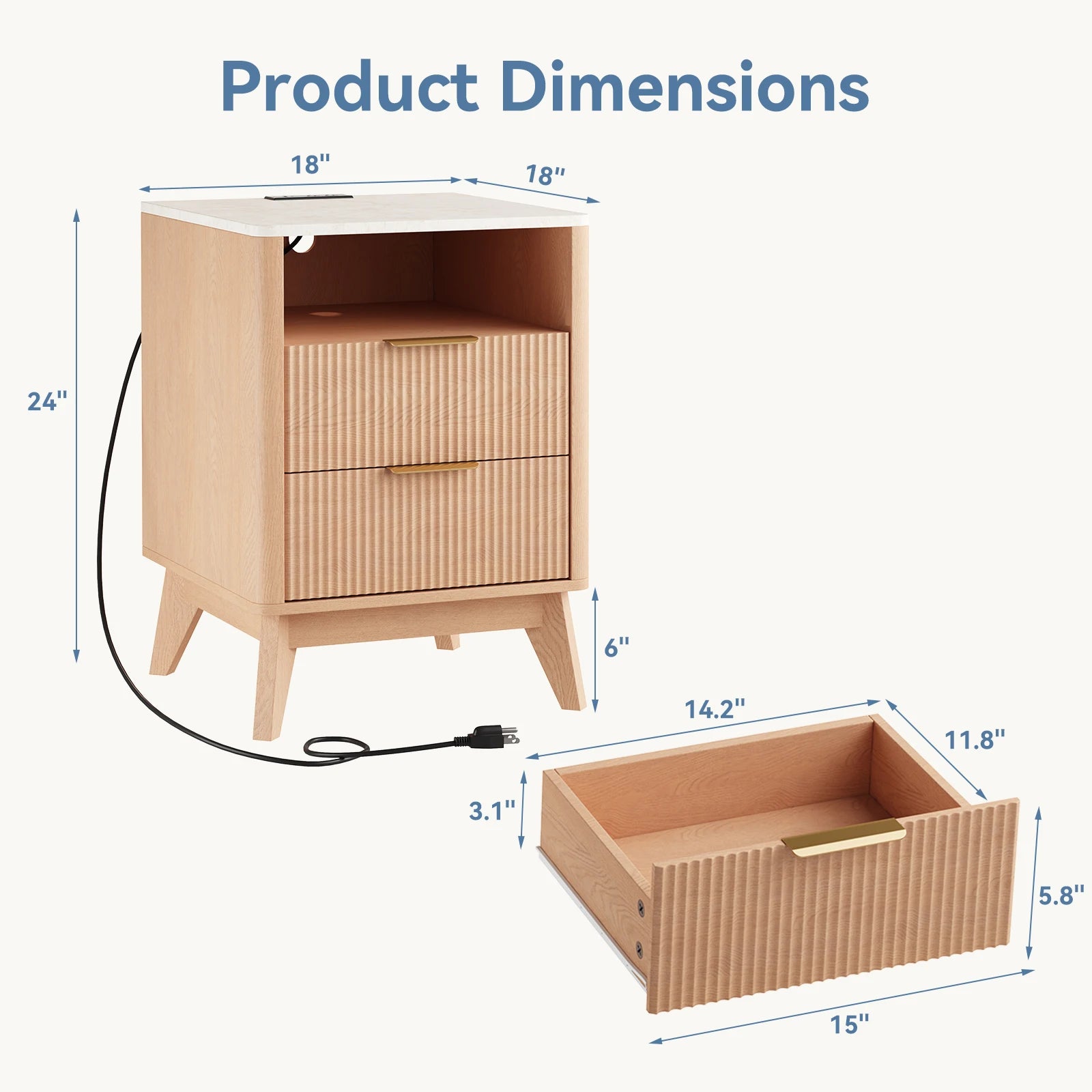 Tressa Fluted Night Stand