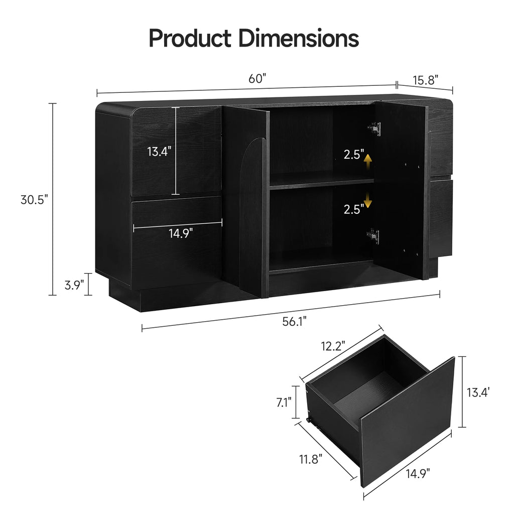 Pearlrise compact-cabinet dimension and storage details