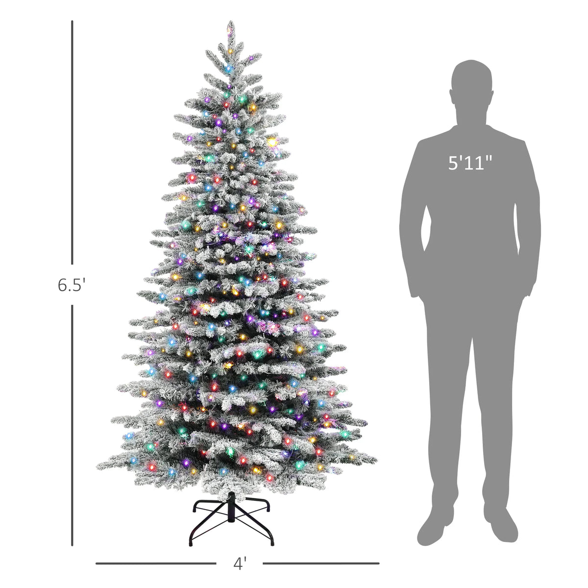 Olivehalo tree dimensions of 6.5 ft high including the stand and 4 ft wide