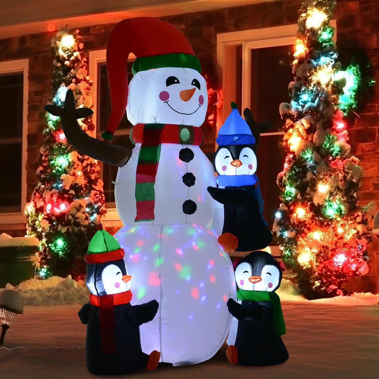 Northglow Snowman & Penguins Inflatable – 6 ft