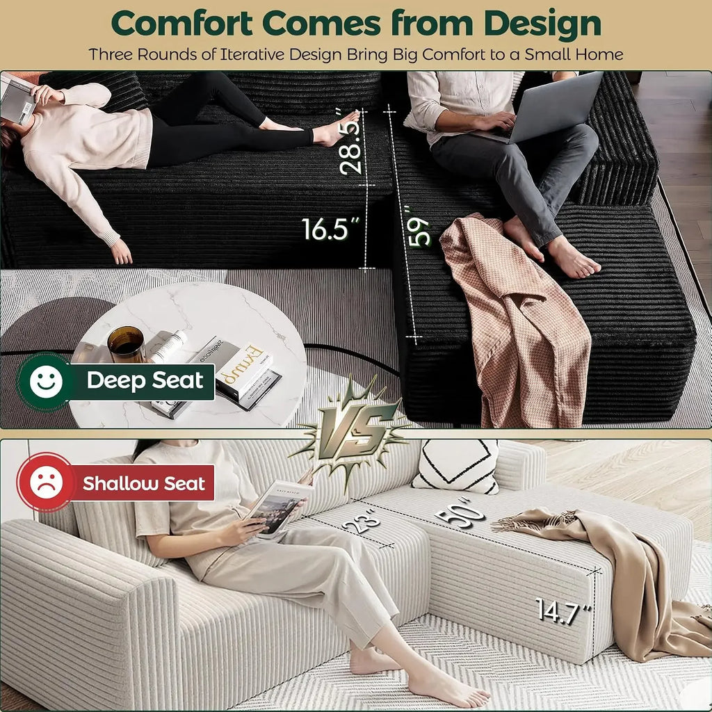 Sablewynn deep chaise seating comparison illustration with people lounging