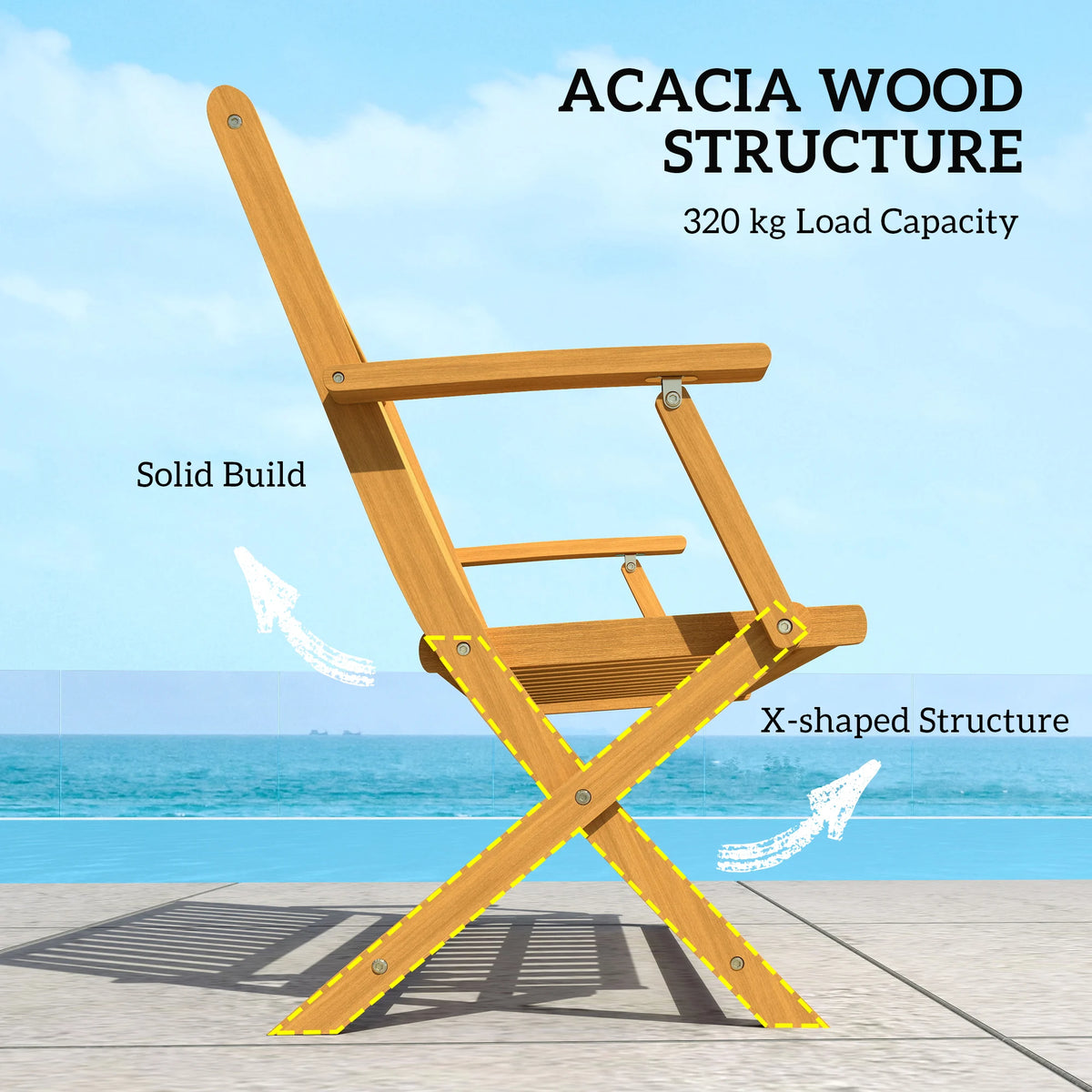 Teakfold Acacia Patio Bench – Natural